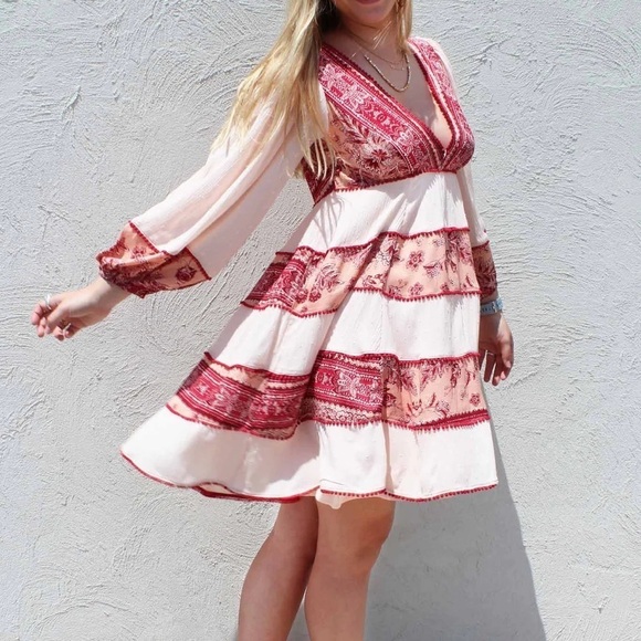 FREE PEOPLE My Love Mini Dress in Tea Combo XS - Picture 3 of 10